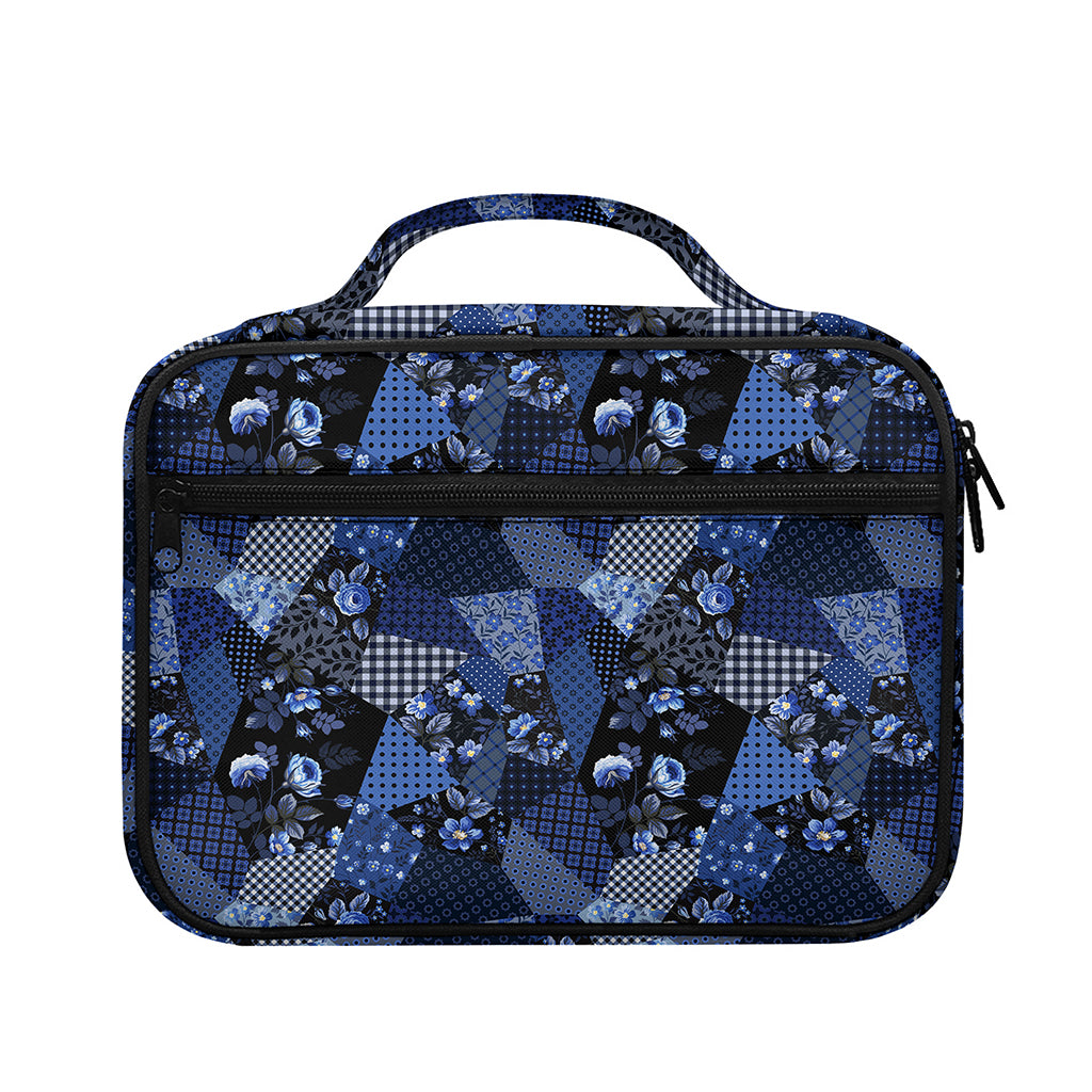 Blue Flower Patchwork Pattern Print Briefcase Bible Bag