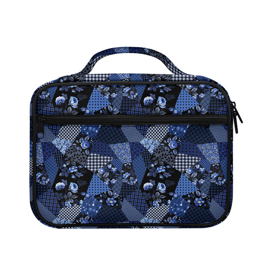 Blue Flower Patchwork Pattern Print Briefcase Bible Bag