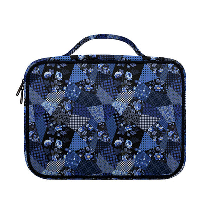 Blue Flower Patchwork Pattern Print Briefcase Bible Bag