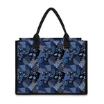 Blue Flower Patchwork Pattern Print Canvas Tote Bag