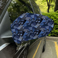 Blue Flower Patchwork Pattern Print Car Side Mirror Covers