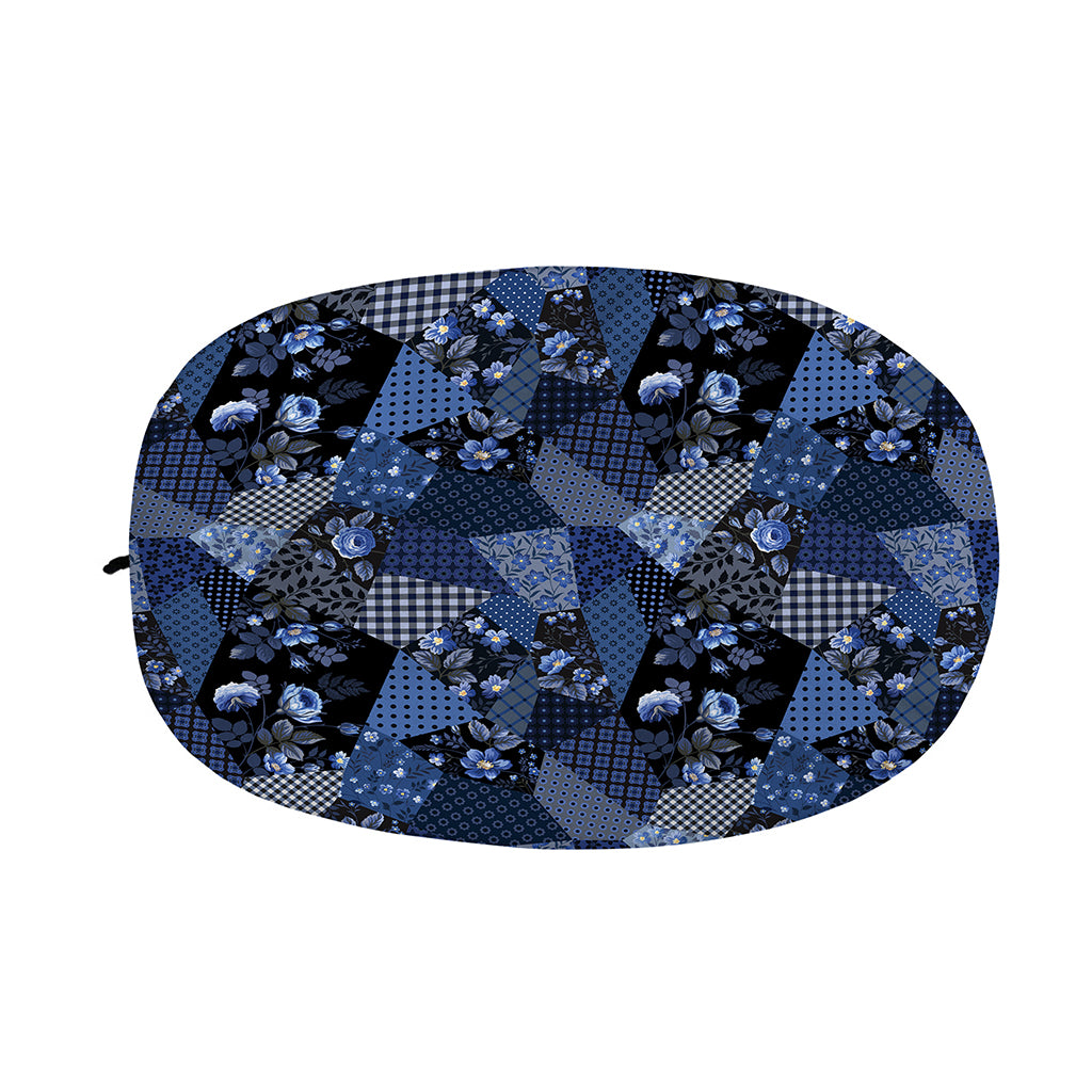 Blue Flower Patchwork Pattern Print Car Side Mirror Covers