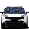 Blue Flower Patchwork Pattern Print Car Windshield Snow Cover