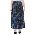 Blue Flower Patchwork Pattern Print Chiffon Maxi Skirt