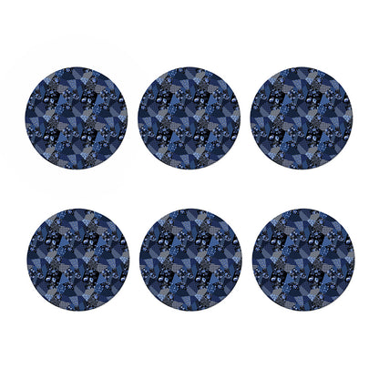 Blue Flower Patchwork Pattern Print Coaster Set