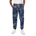 Blue Flower Patchwork Pattern Print Cotton Sweatpants