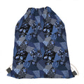 Blue Flower Patchwork Pattern Print Drawstring Bag