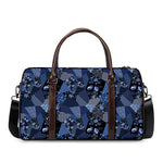 Blue Flower Patchwork Pattern Print Duffle Bag