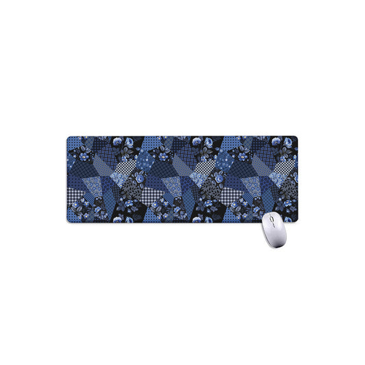 Blue Flower Patchwork Pattern Print Extended Mouse Pad