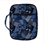 Blue Flower Patchwork Pattern Print Front Pocket Bible Bag