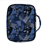 Blue Flower Patchwork Pattern Print Front Pocket Bible Bag