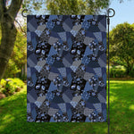 Blue Flower Patchwork Pattern Print Garden Flag