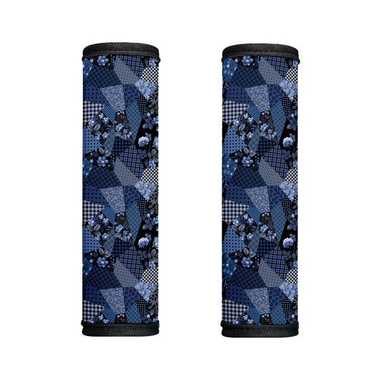 Blue Flower Patchwork Pattern Print Handle Covers