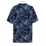 Blue Flower Patchwork Pattern Print Hawaiian Shirt