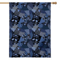Blue Flower Patchwork Pattern Print House Flag