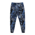 Blue Flower Patchwork Pattern Print Jogger Pants