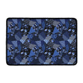 Blue Flower Patchwork Pattern Print Kitchen Mat