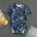 Blue Flower Patchwork Pattern Print Men's Bodysuit