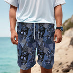 Blue Flower Patchwork Pattern Print Men's Cargo Shorts