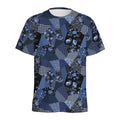 Blue Flower Patchwork Pattern Print Men's Athletic T-Shirt