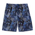 Blue Flower Patchwork Pattern Print Men's Swim Trunks
