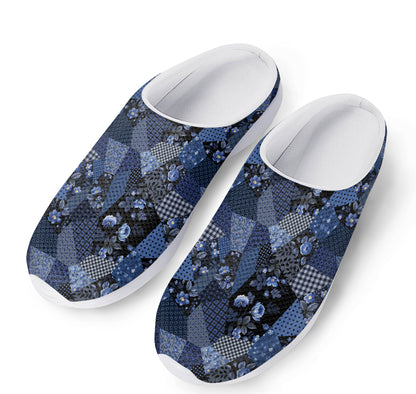 Blue Flower Patchwork Pattern Print Mesh Casual Shoes