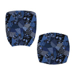 Blue Flower Patchwork Pattern Print Office Chair Cover