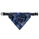 Blue Flower Patchwork Pattern Print Over The Collar Dog Bandana