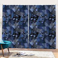 Blue Flower Patchwork Pattern Print Pencil Pleat Curtains