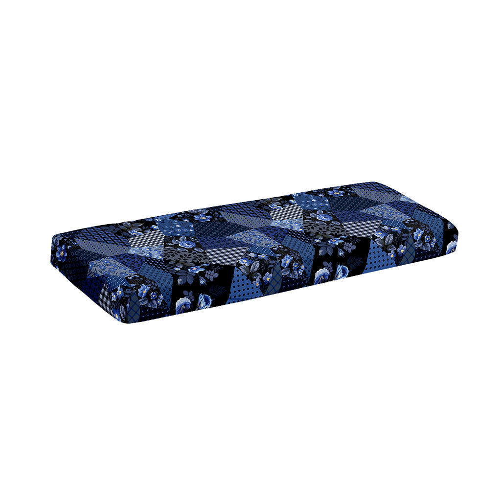 Blue Flower Patchwork Pattern Print Piano Keyboard Cover