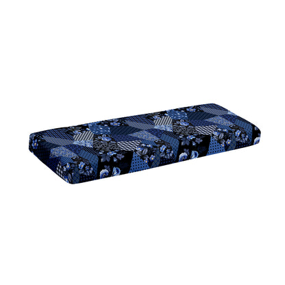 Blue Flower Patchwork Pattern Print Piano Keyboard Cover