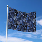 Blue Flower Patchwork Pattern Print Polyester Flag