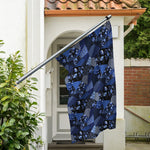 Blue Flower Patchwork Pattern Print Polyester Flag