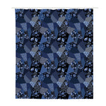 Blue Flower Patchwork Pattern Print Polyester Shower Curtain