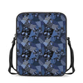 Blue Flower Patchwork Pattern Print Rectangular Crossbody Bag