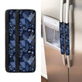 Blue Flower Patchwork Pattern Print Refrigerator Handle Covers