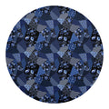 Blue Flower Patchwork Pattern Print Round Blanket