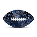 Blue Flower Patchwork Pattern Print Rugby Ball