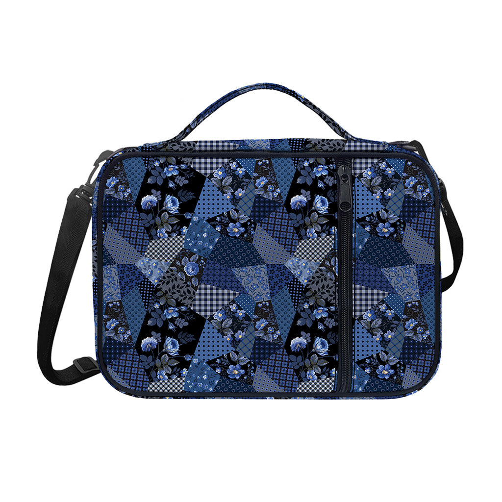 Blue Flower Patchwork Pattern Print Shoulder Strap Bible Bag