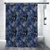 Blue Flower Patchwork Pattern Print Shower Curtain