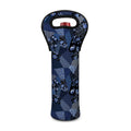 Blue Flower Patchwork Pattern Print Single Neoprene Wine Tote