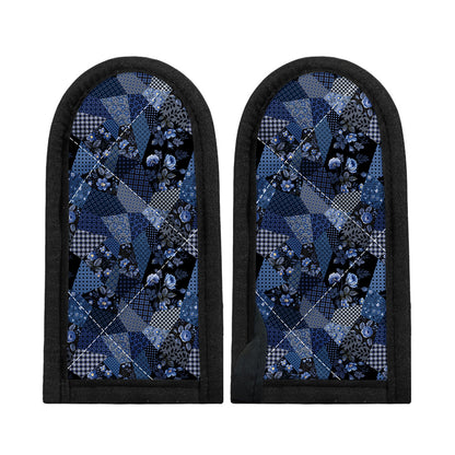 Blue Flower Patchwork Pattern Print Skillet Handle Cover