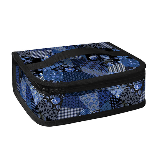 Blue Flower Patchwork Pattern Print Small Lunch Bag