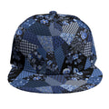 Blue Flower Patchwork Pattern Print Snapback Cap