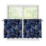 Blue Flower Patchwork Pattern Print Tier Curtains