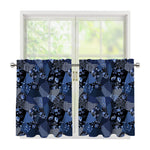 Blue Flower Patchwork Pattern Print Tier Curtains