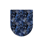 Blue Flower Patchwork Pattern Print Toilet Lid Cover