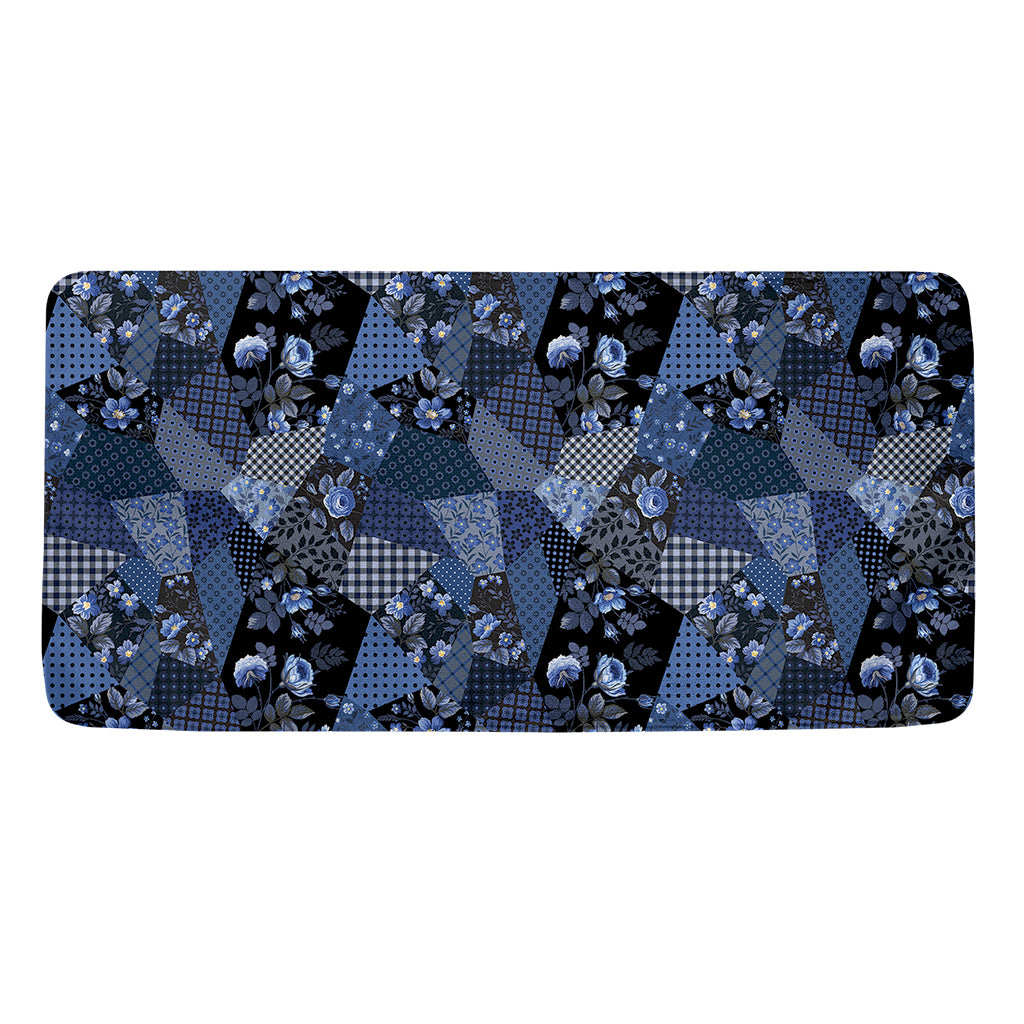 Blue Flower Patchwork Pattern Print Towel