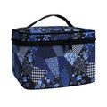 Blue Flower Patchwork Pattern Print Travel Makeup Bag