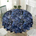 Blue Flower Patchwork Pattern Print Waterproof Round Tablecloth